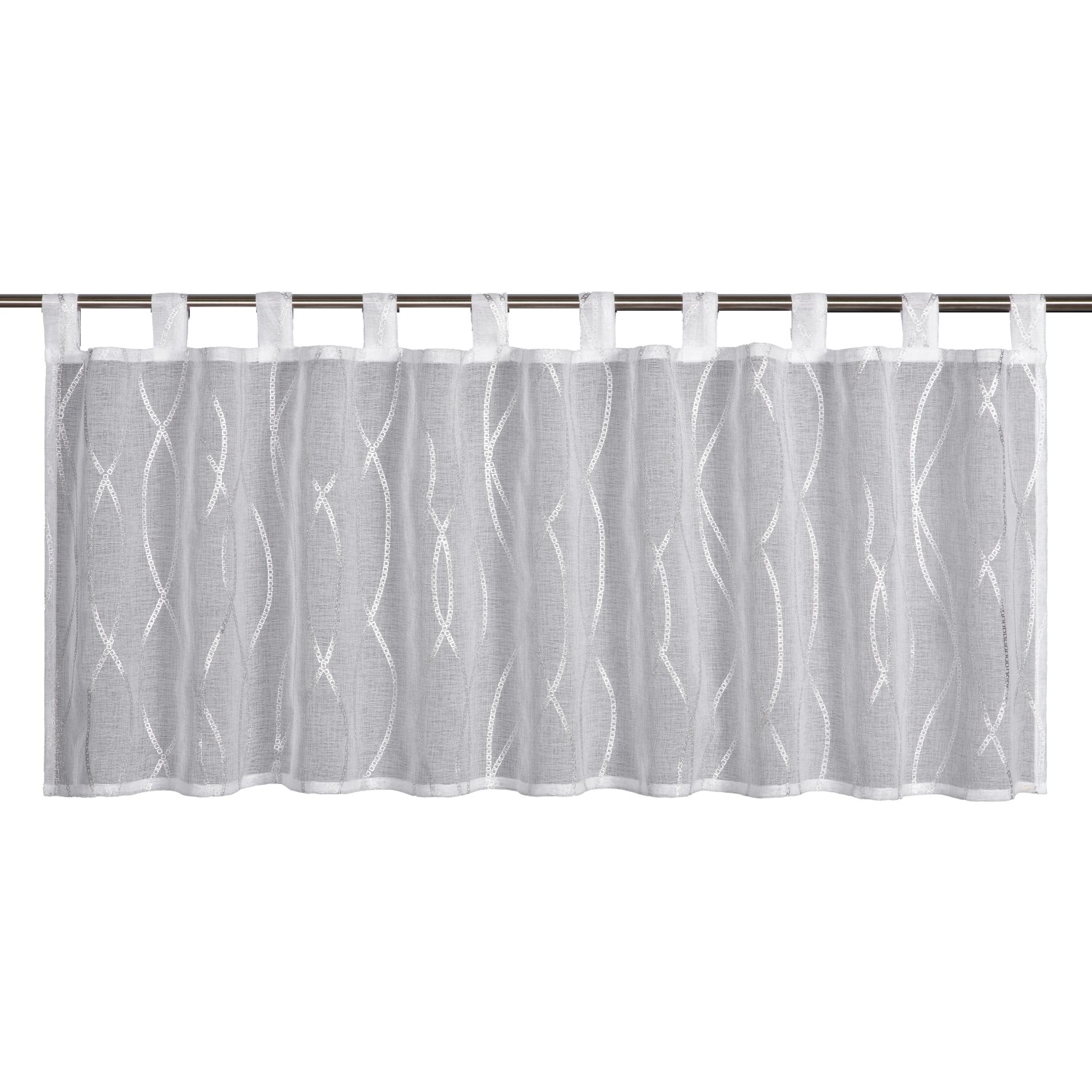 Sehlbach Vitrážová záclona s poutky, Silver Chains, bílá, 135 x 45 cm