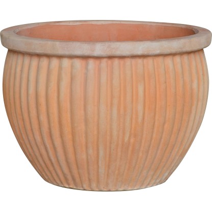 Květináč z přírodní terakoty rýhovaný pr. 23 x 18 cm