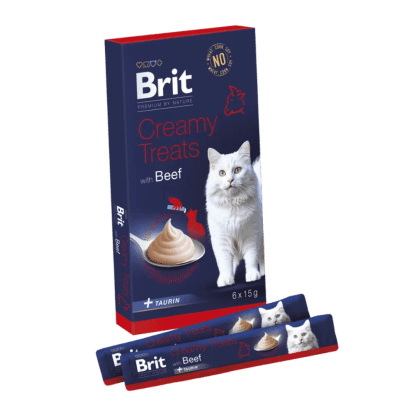 Brit Pamlsky pro kočky Premium by Nature Cat Creamy Treats with Beef, 6x 15 g