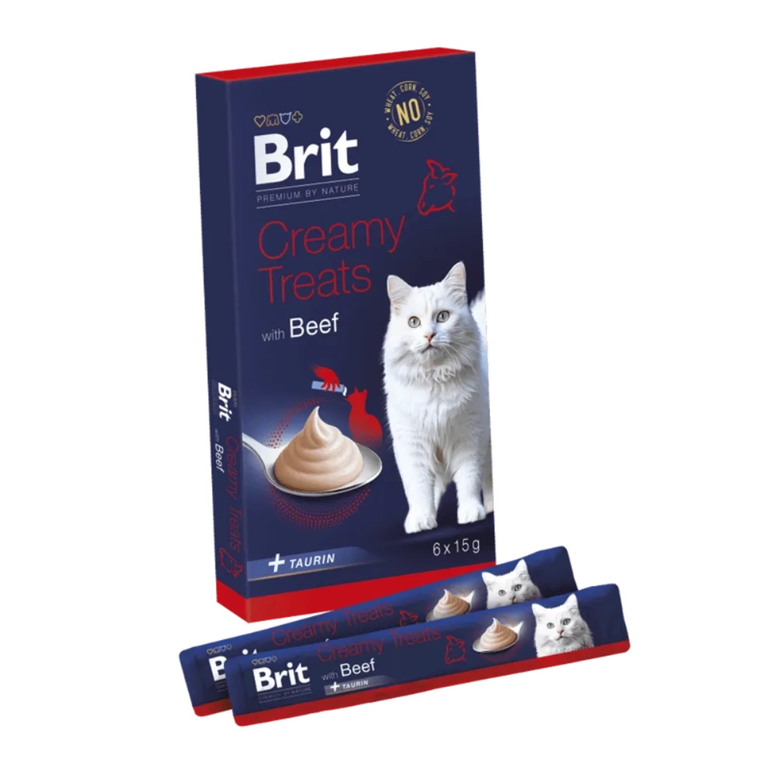 Brit Pamlsky pro kočky Premium by Nature Cat Creamy Treats with Beef, 6x 15 g