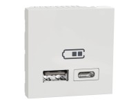 Schneider Electric Dvojitá nabíjecí zásuvka USB-A + USB-C Unica, 2M, bílá
