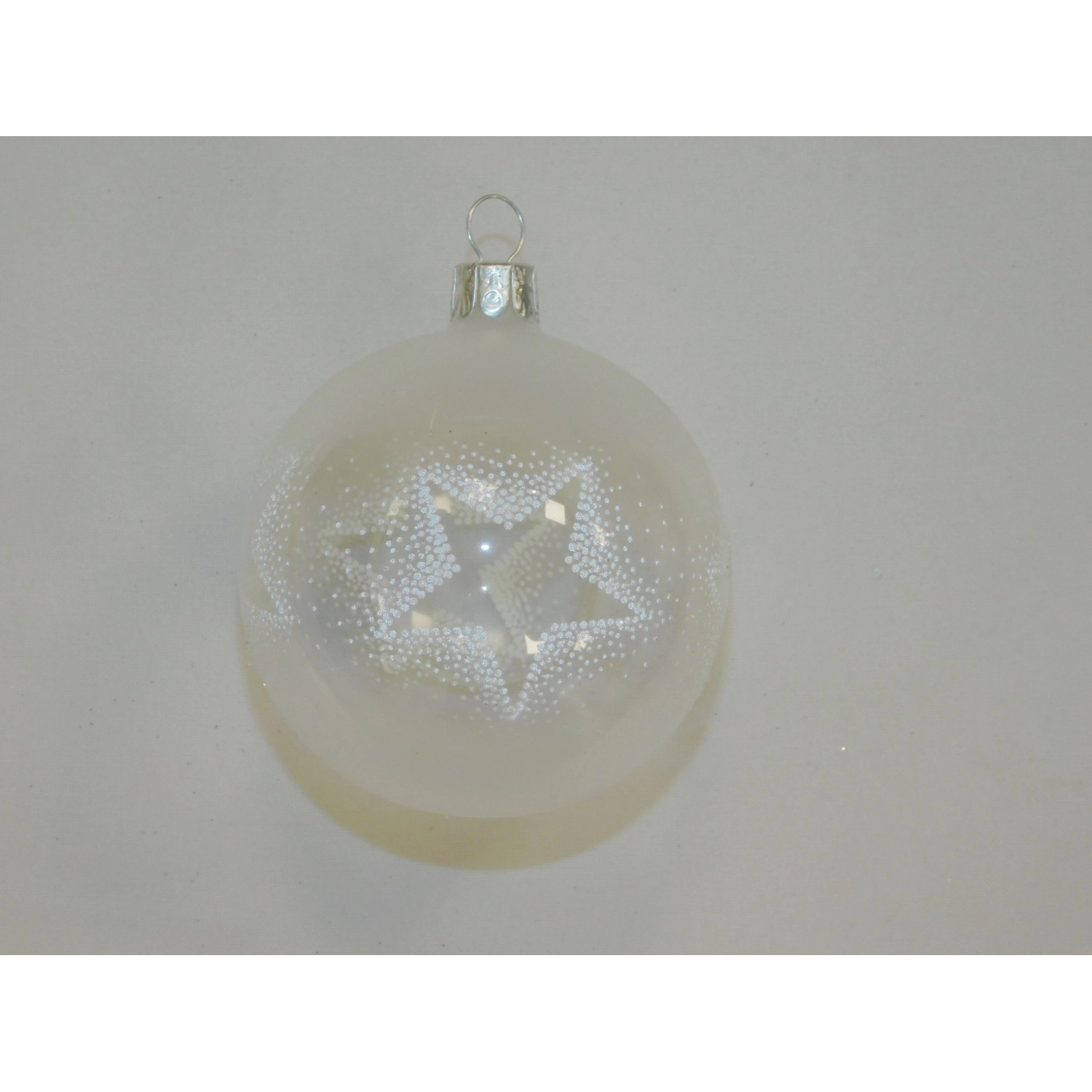 ONREX Vánoční ozdoba skleněná koule transparentní hvězdičky pr. 7 cm