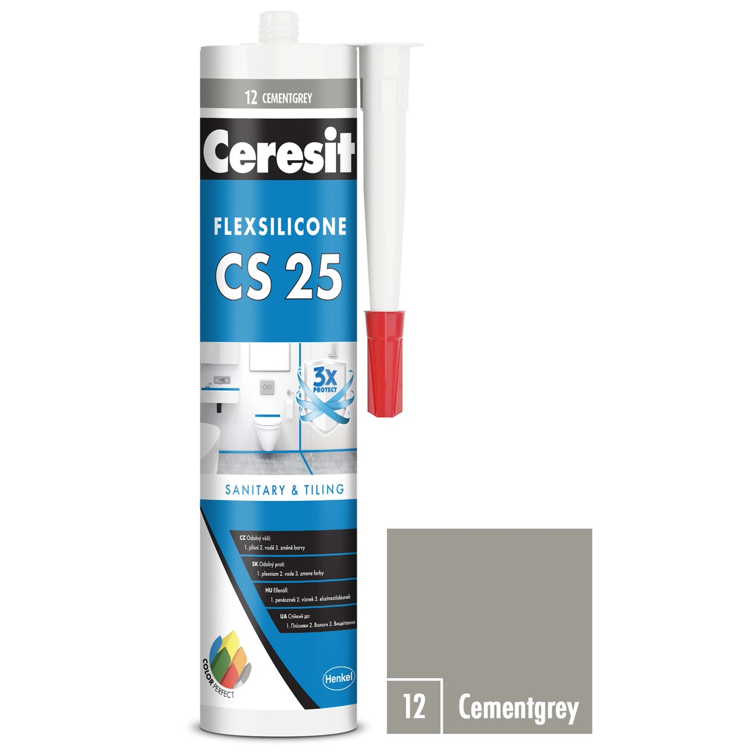 Silikon sanitární Ceresit CS25 12 cementgrey 280 ml