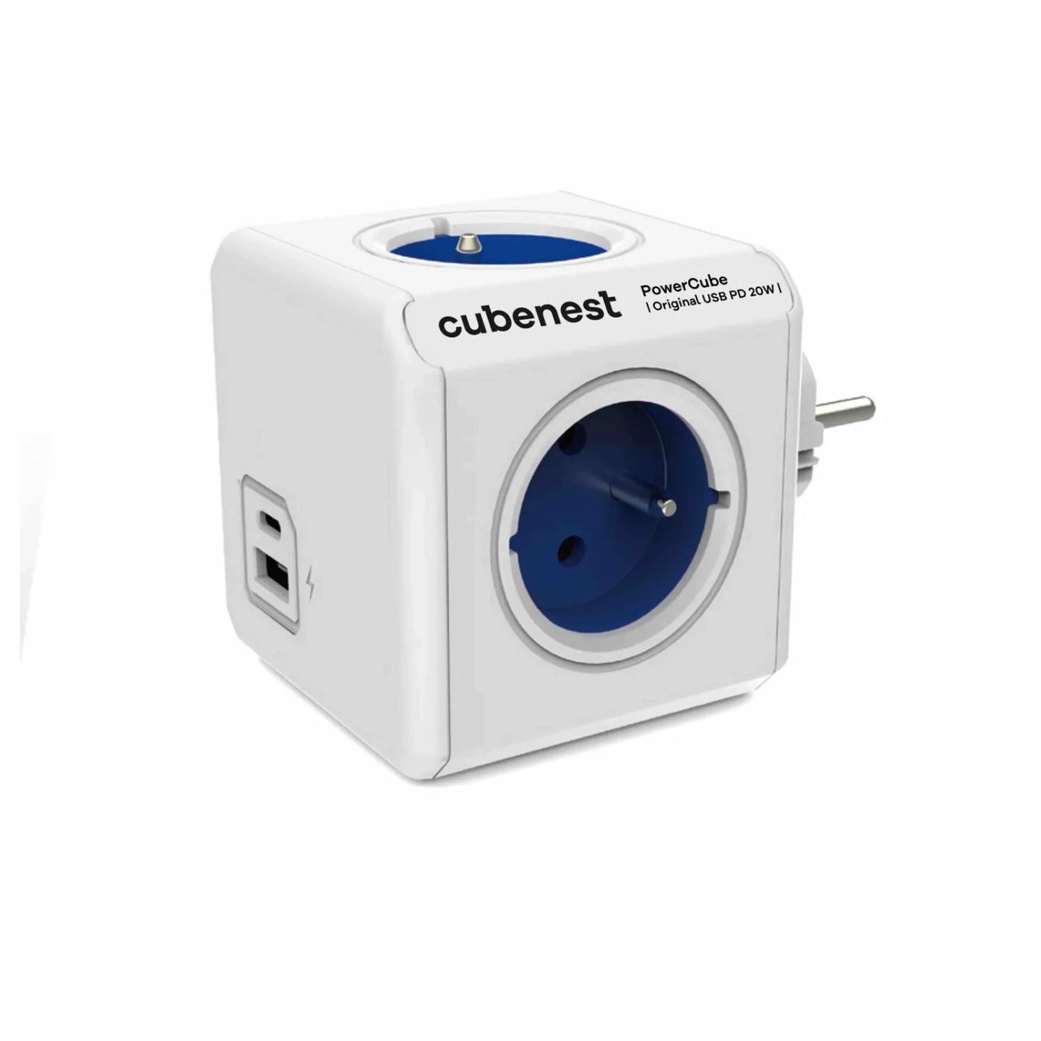 Cubenest Rozbočovač PowerCube Original USB PD 20W, 4x zásuvka + USB A+C, modrá