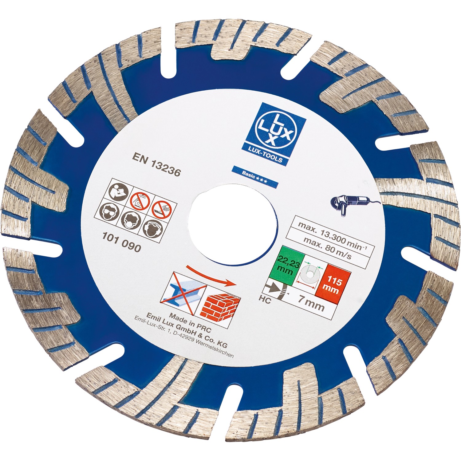 LUX Diamantový řezný kotouč Classic na kámen středně tvrdý segment. prům. 115 mm