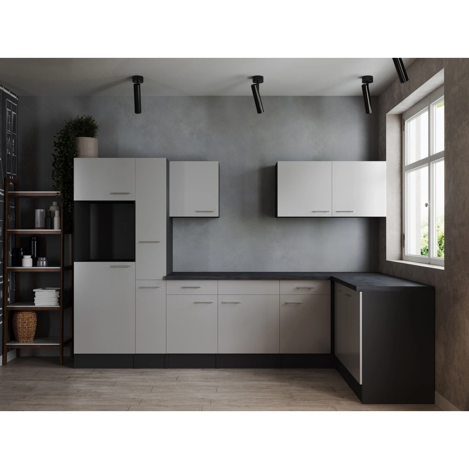 Respekta Kuchyně Oliver L bílá/žula 310 cm - bez el. přístrojů