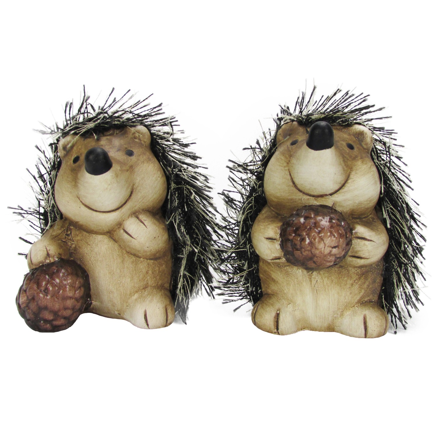 Podzimní stojací dekorace keramický ježek s šiškou různé druhy, 7,5 cm, 1 ks