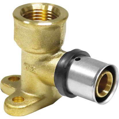 PIPETEC Lisovací nástěnné koleno PFWWM1604 měděné, 16x2 - Rp 1/2 - 52 mm