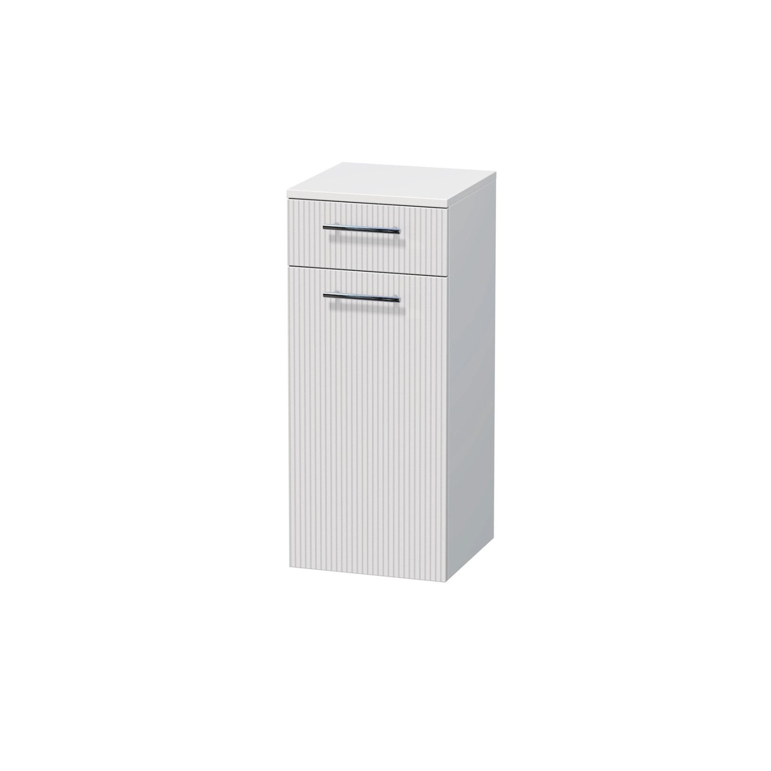 INTEDOOR Nízká skříň BEE, úchyt chrom, 1 zásuvka, koš, š. 35cm, bílá 3D pruhy