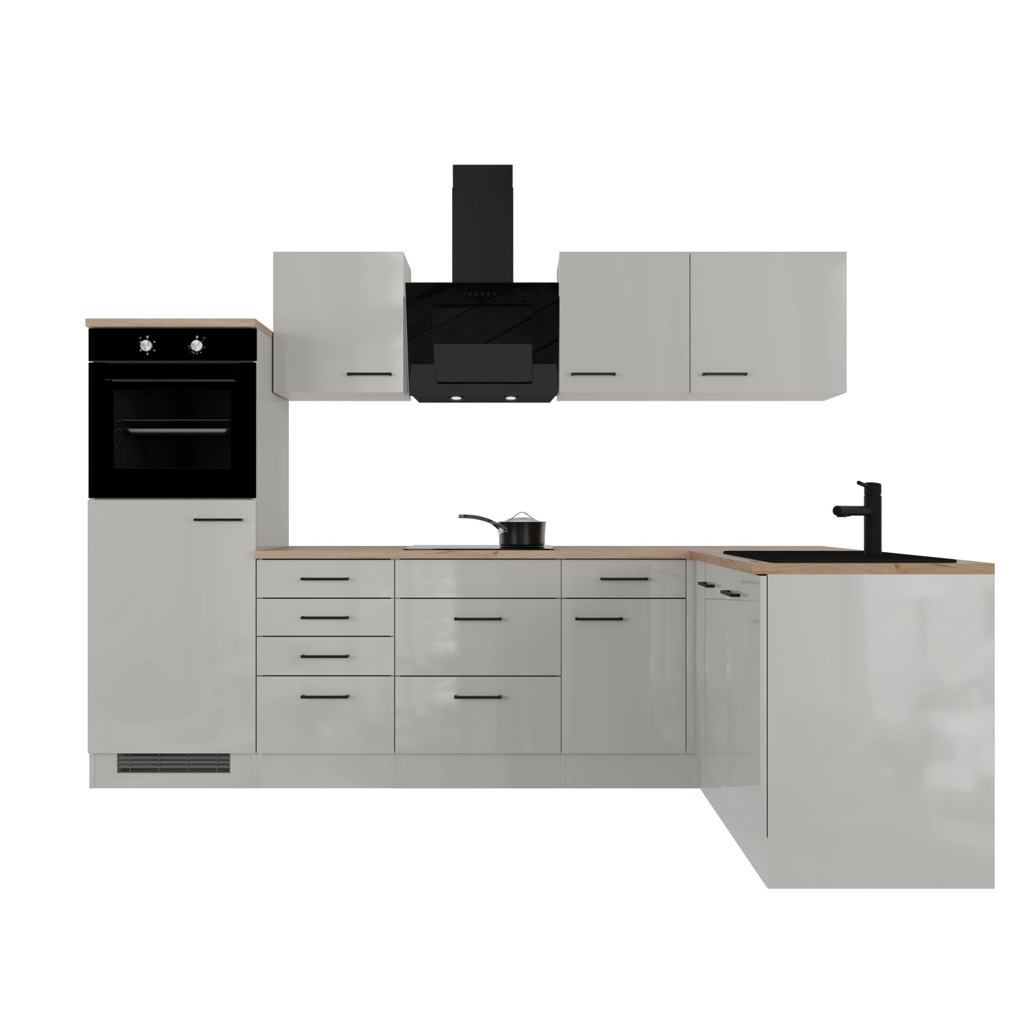 Flex-Well Kuchyně LEVI 280x170 cm/typ 1-lednice/trouba/var.deska/digestoř/myčka