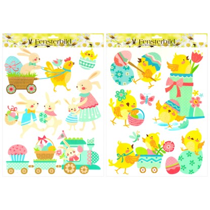 Velikonoční okenní folie s kuřátky různé druhy 30 x 42 cm, 1 ks