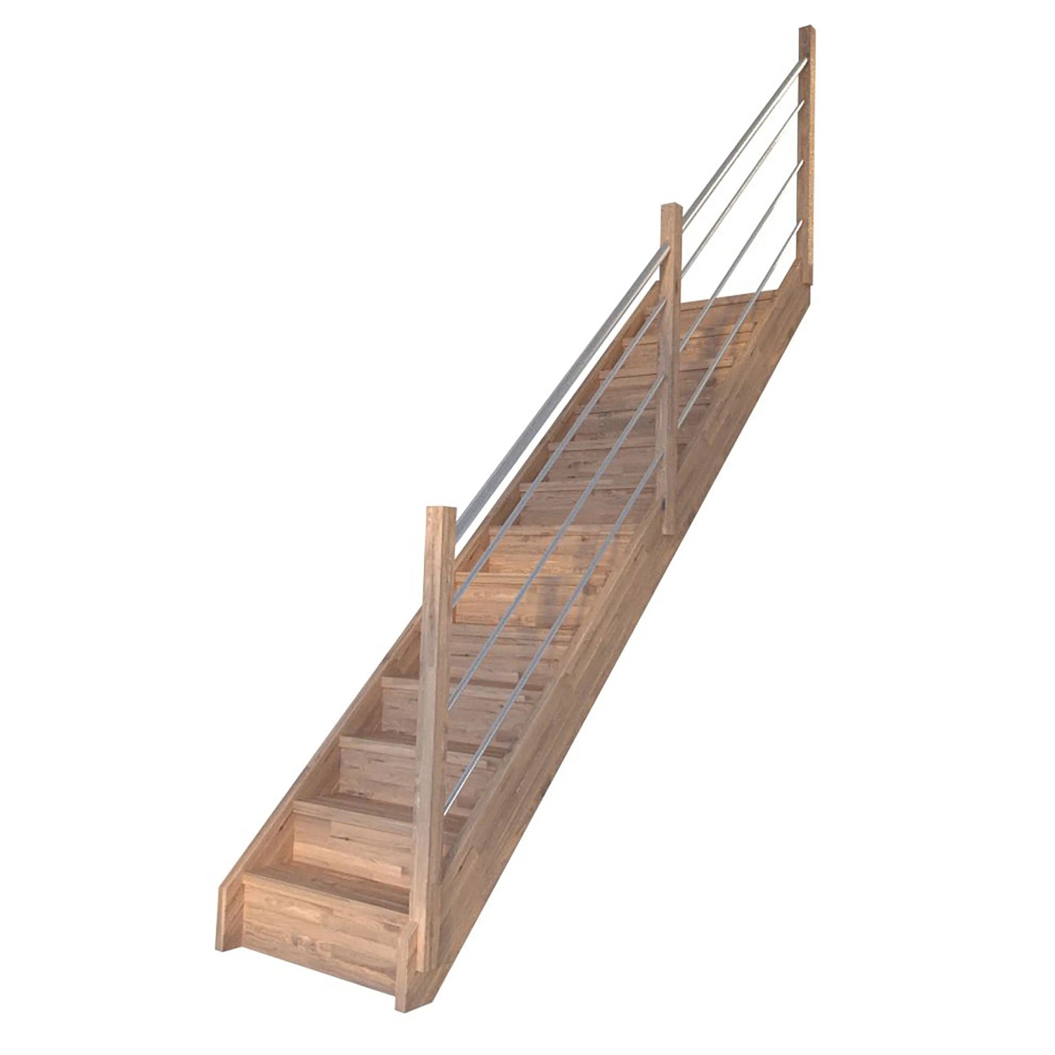 StarWood Schody Mykonos Pro dubové rovné 90cm uzavřené dřev. nerez. zábradlí P