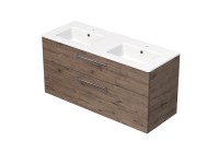 INTEDOOR Koupel.skříň+dvojumyvadlo BEE, úchyt chrom, š. 121 cm, dub Wellington