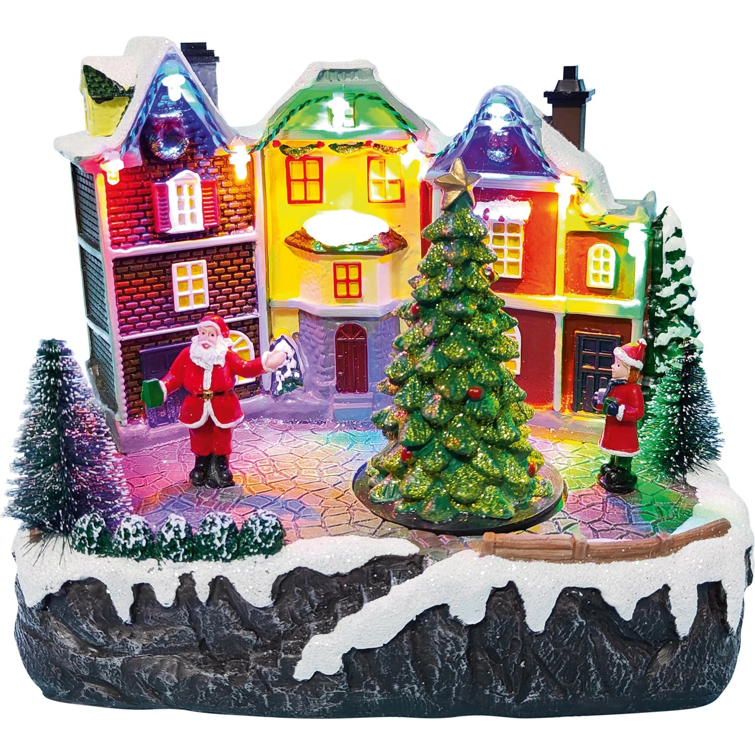 Vánoční vesnička s LED - městské domky, 15 × 17 × 20 cm