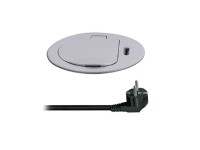 Solight Vestavná zásuvka 1z + USB-C 20W PD, 2 m, stříbrná
