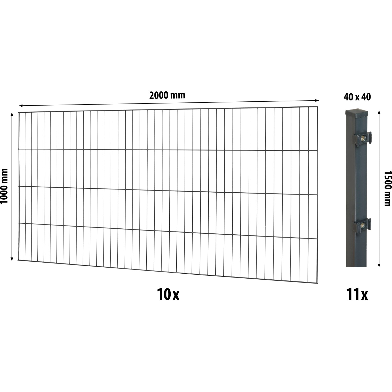 Floraworld Kompletní plotový set 1prut. sl.4x4 zabet., antracit, 100 cm, 20 m