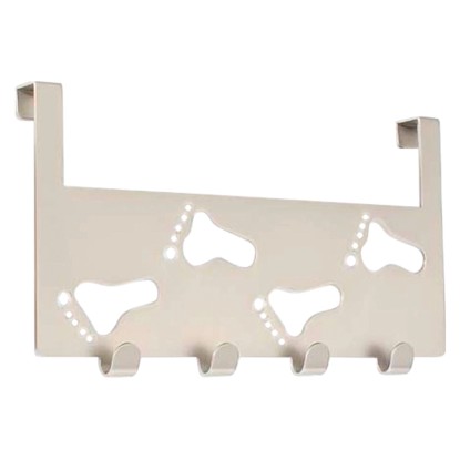 Háčková lišta na dveře kovová matná poniklovaná 14 cm x 25,5 cm x 3,4 cm