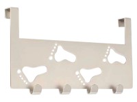 Háčková lišta na dveře kovová matná poniklovaná 14 cm x 25,5 cm x 3,4 cm