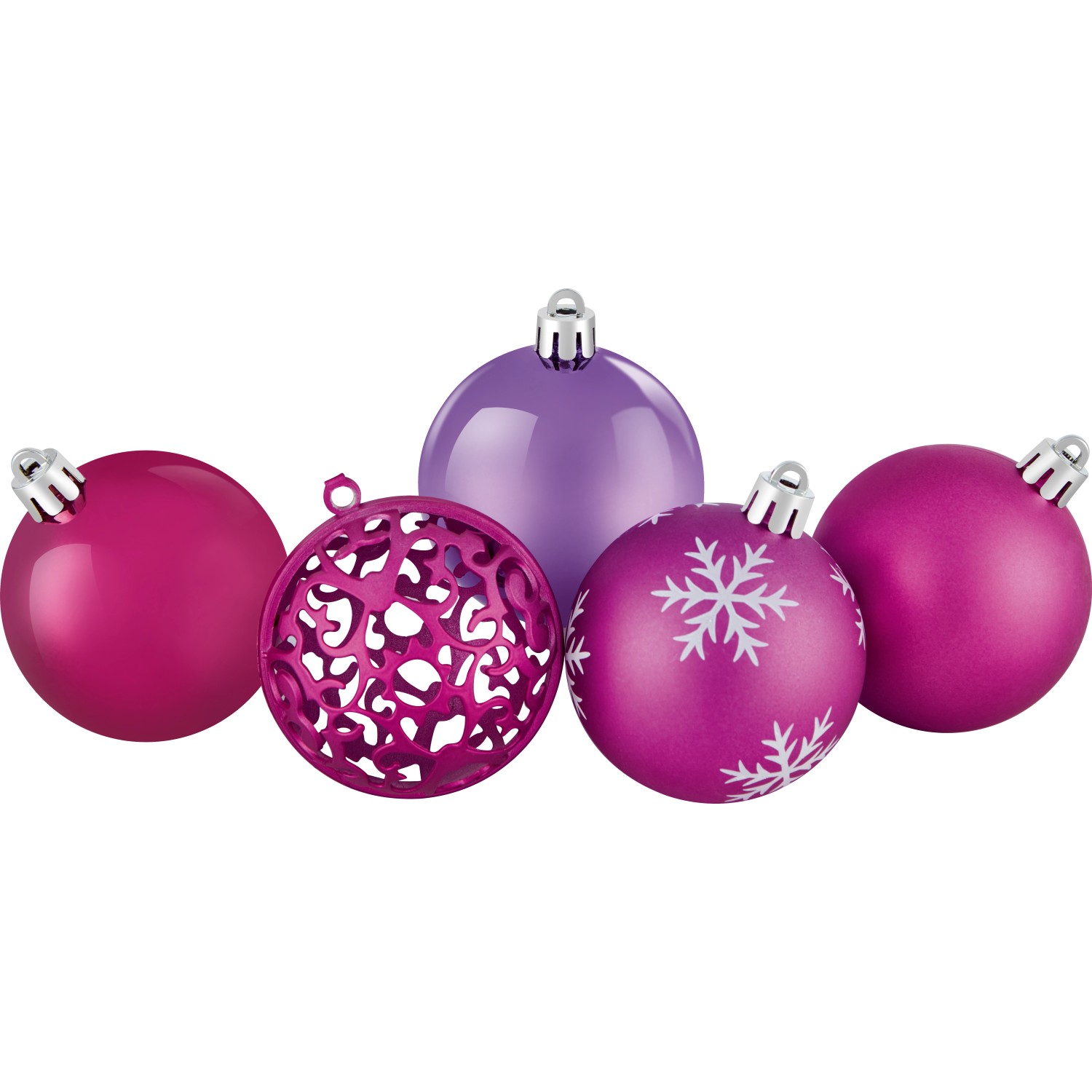 Sada vánočních ozdob Ornament koule plastové matné/lesklé fialové pr. 6 cm, 25ks