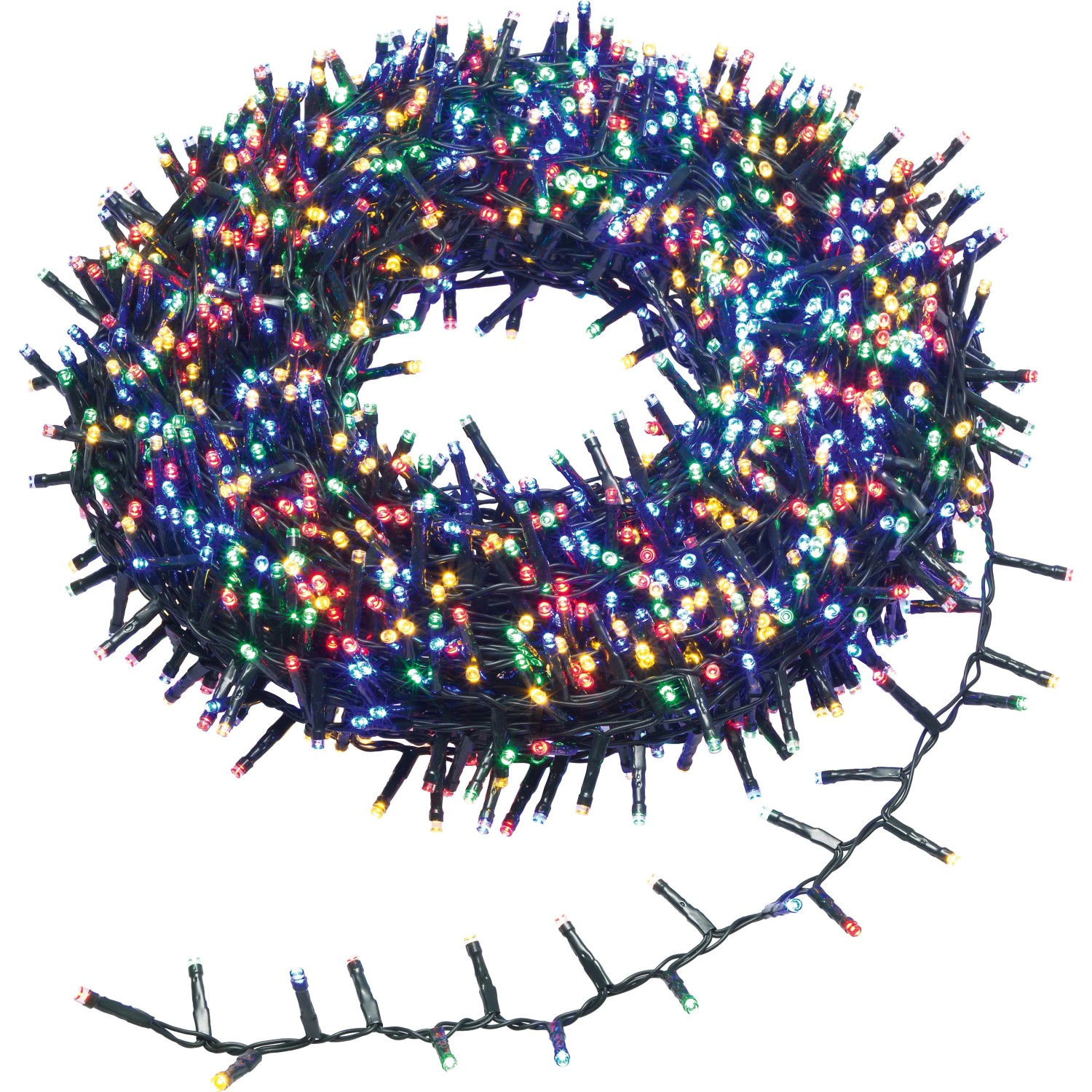 Světelný řetěz venkovní, 2000 LED multicolor, zelený kabel, 4 m