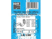 Sada těsnění vanového sifonu s kuželovým těsněním T1436, T1437, DN50, 7 ks Sada těsnění vanového sifonu s kuželovým těsněním T1436, T1437, DN50, 7 ks