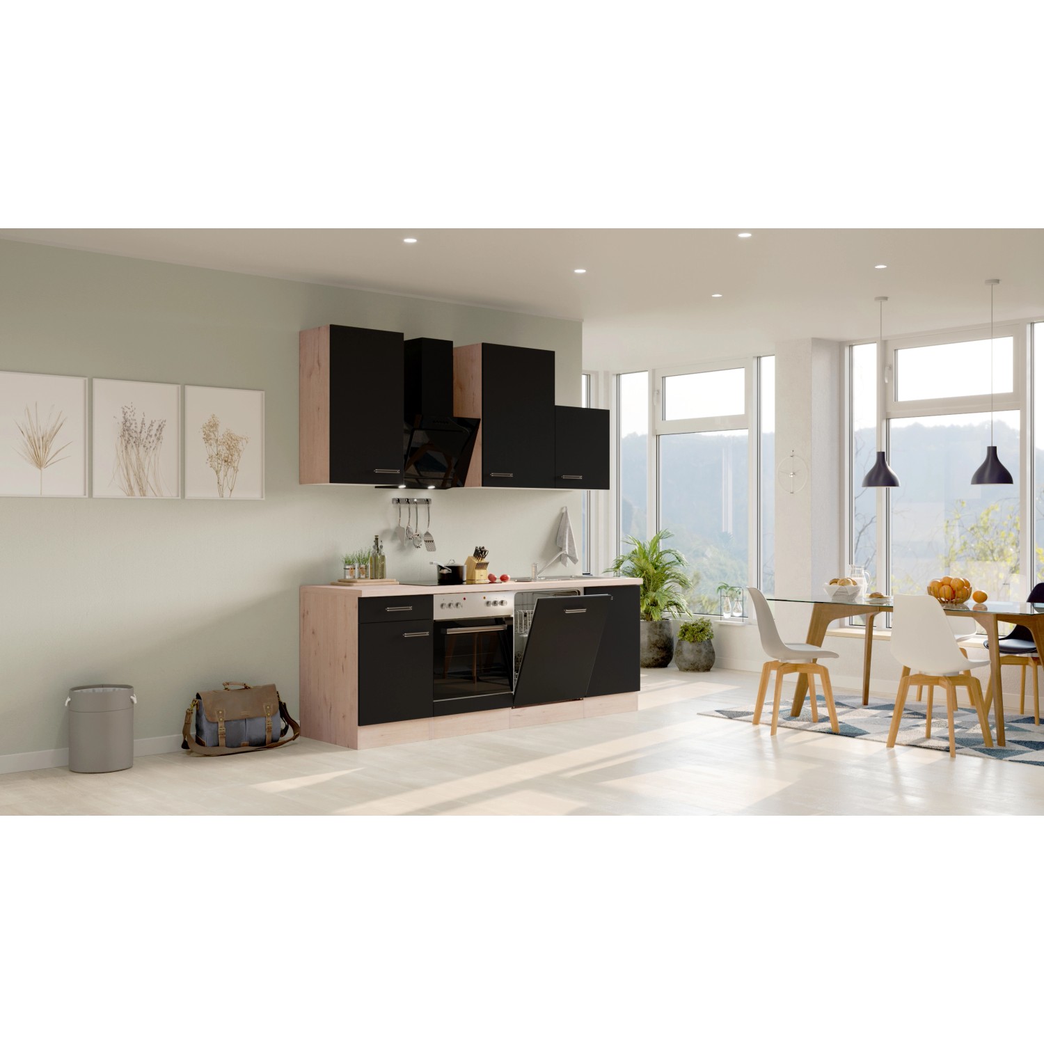 Flex-Well Kuchyně Lara 220 cm/typ 8 - trouba/varná deska/digestoř/myčka