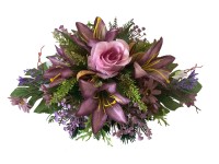 M.A.T. Podzimní dušičkové aranžmá z umělých květin růžovofialové pr. 28 cm