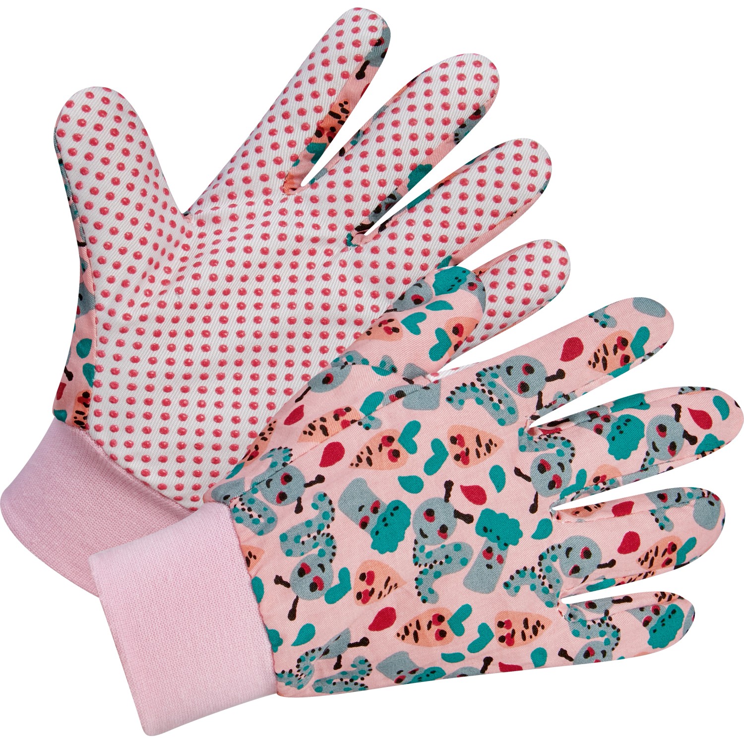 Dětské rukavice s potiskem červů, růžová, vel. 5