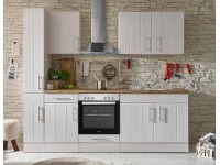 Respekta Kuchyně Anton modřín/dub 240 cm-trouba+skl.d./komínová digestoř