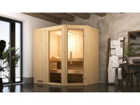 Weka Modulová rohová sauna Varberg skleněné dveře a okno 194 cm x 144 cm x 199 c