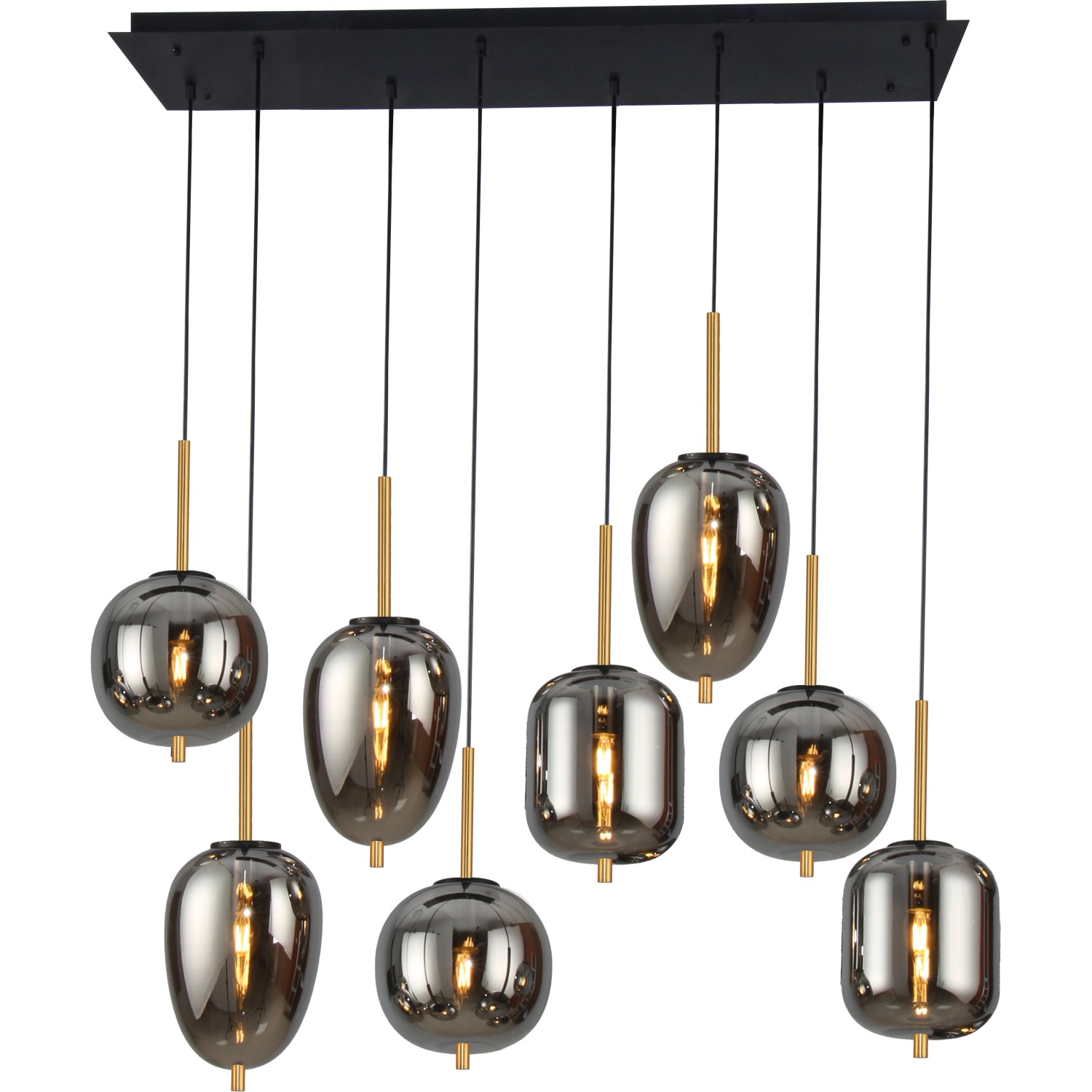 GLOBO Závěsné svítidlo BLACKY černá/kouřová E14 40 W 940 x 340 x 1200 mm