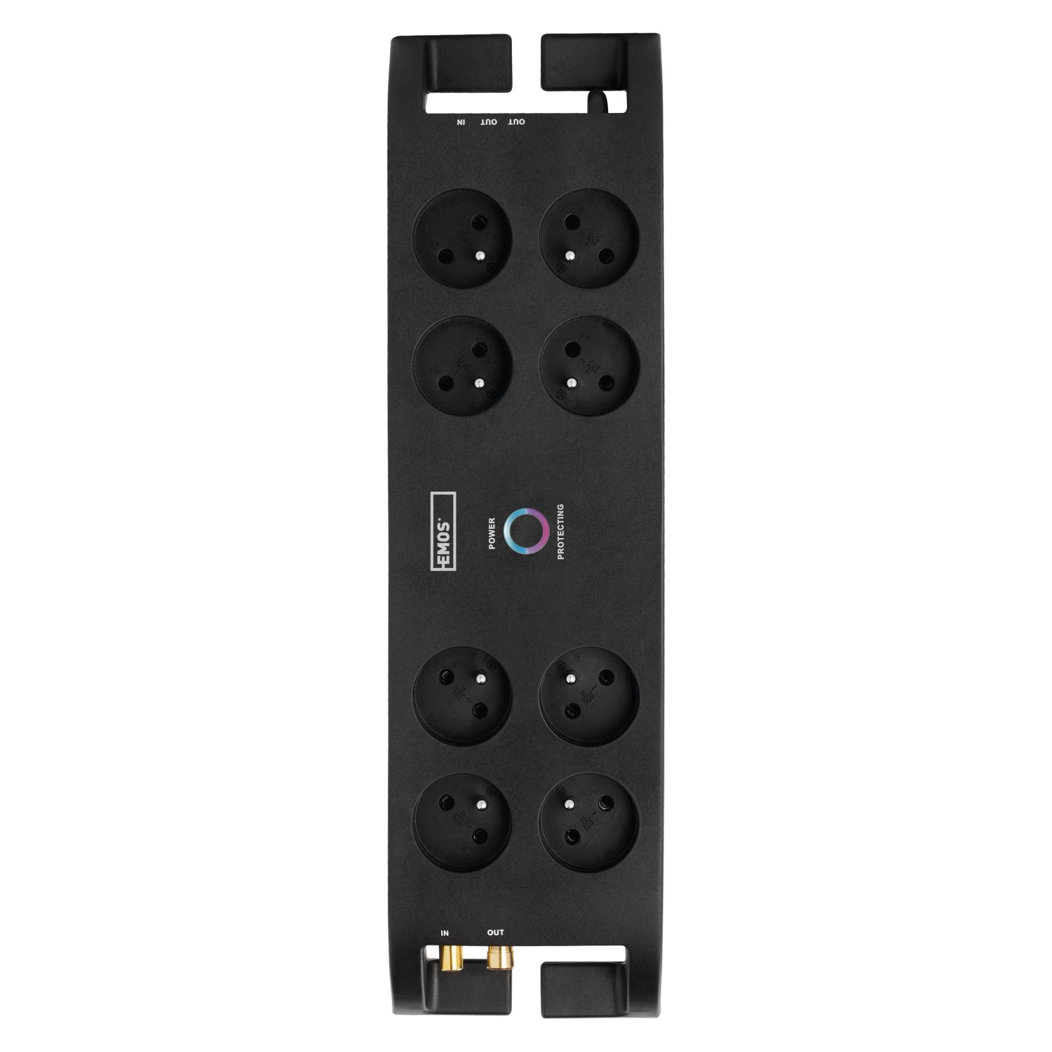Emos Přepěťová ochrana 1800 J, 8 zásuvek, černá, 3 m