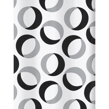 Spirella Sprchový závěs Textil Rings šedočerný 180 cm x 200 cm