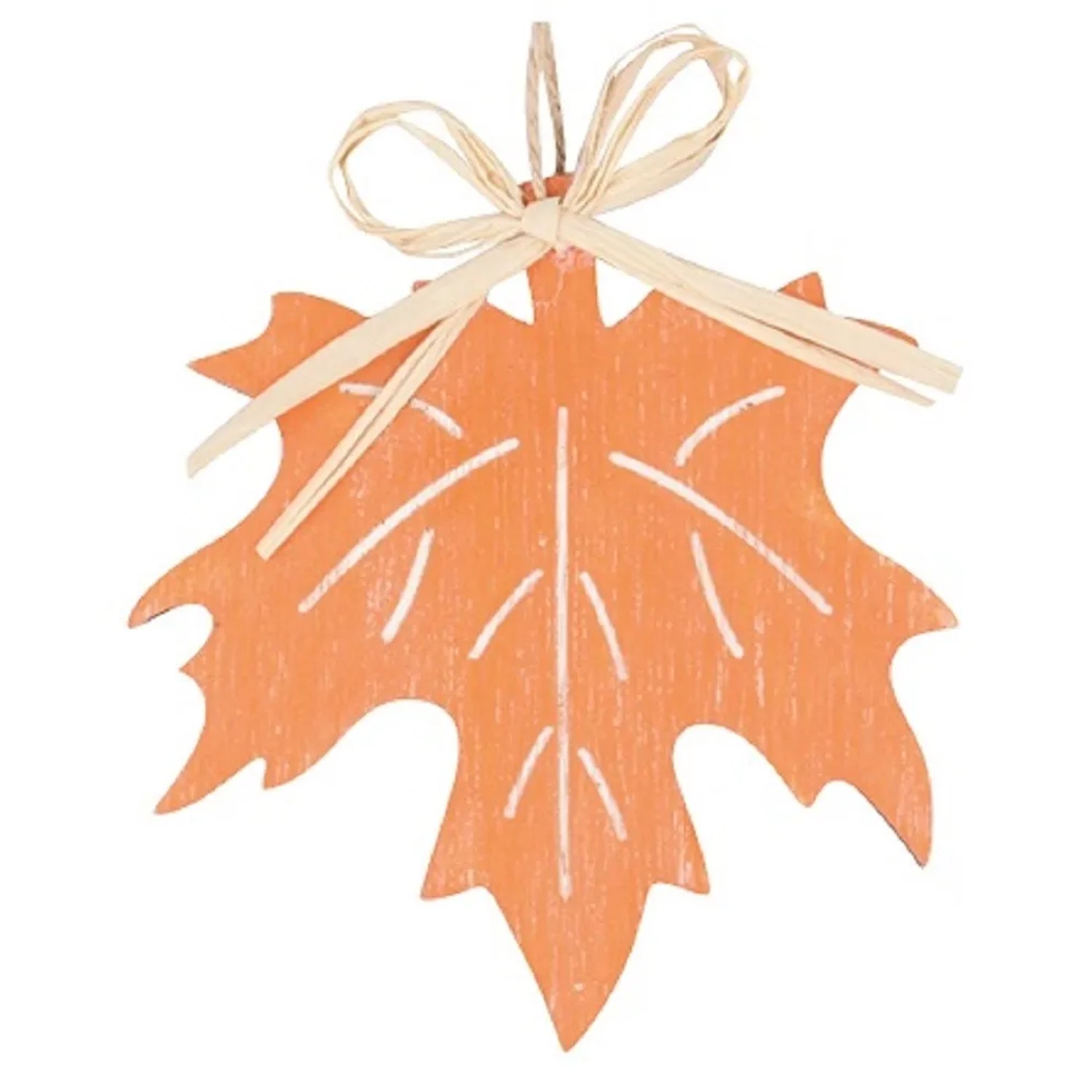Dřevěný list na zavěšení, oranžový javor, 10 cm