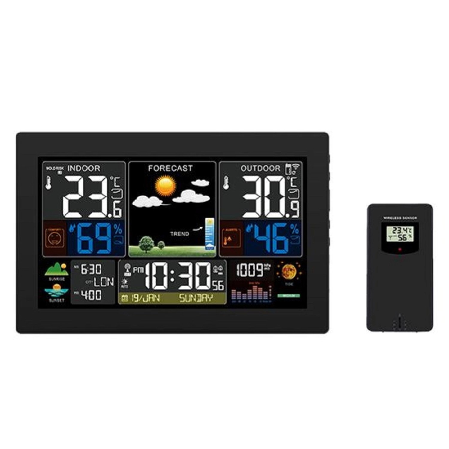 Solight Meteostanice TE81XL, LCD displej, teplota/vlhkost, tlak, RCC, černá