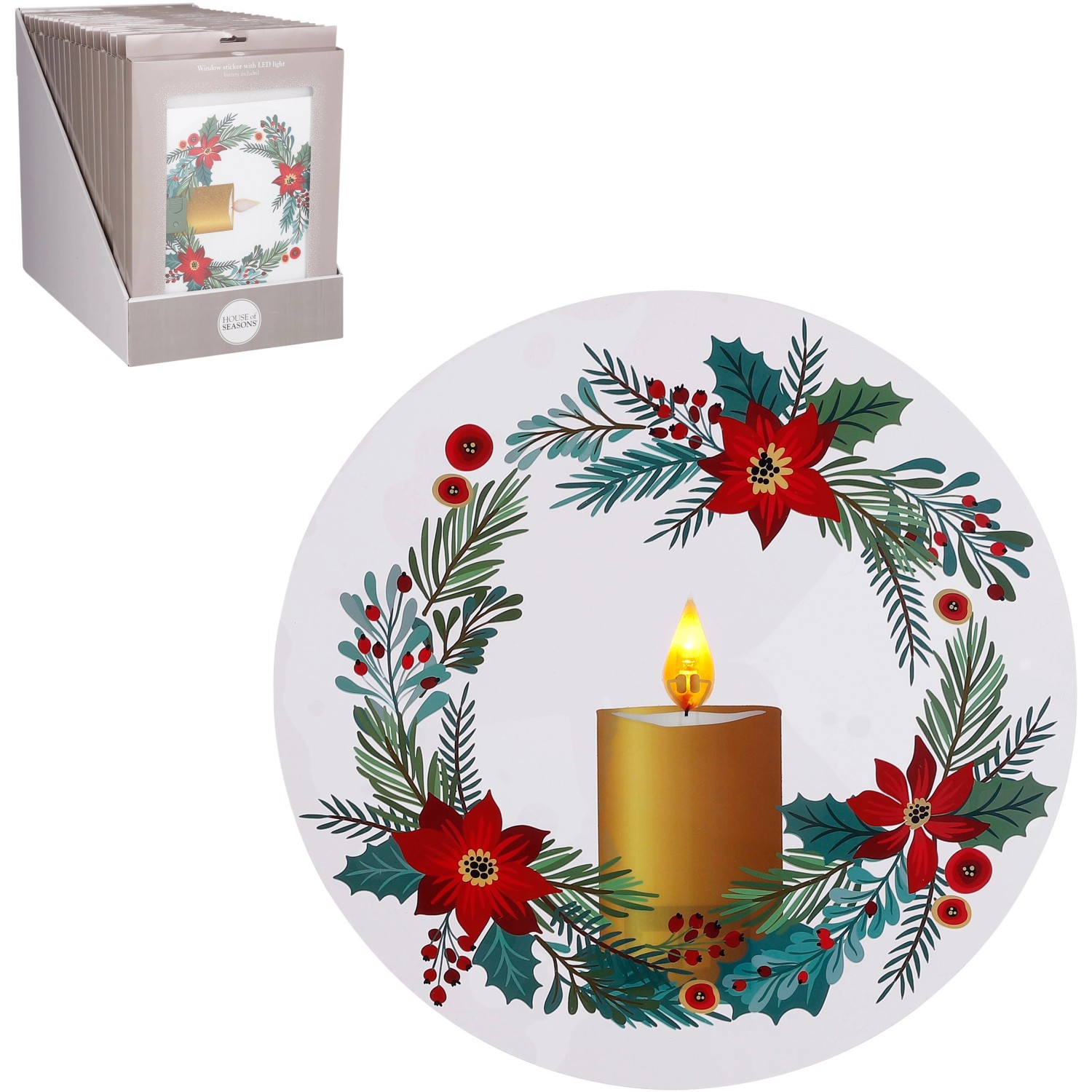 House of Seasons Nálepka na okna věnec, zlatá, pr. 25 x 26 cm