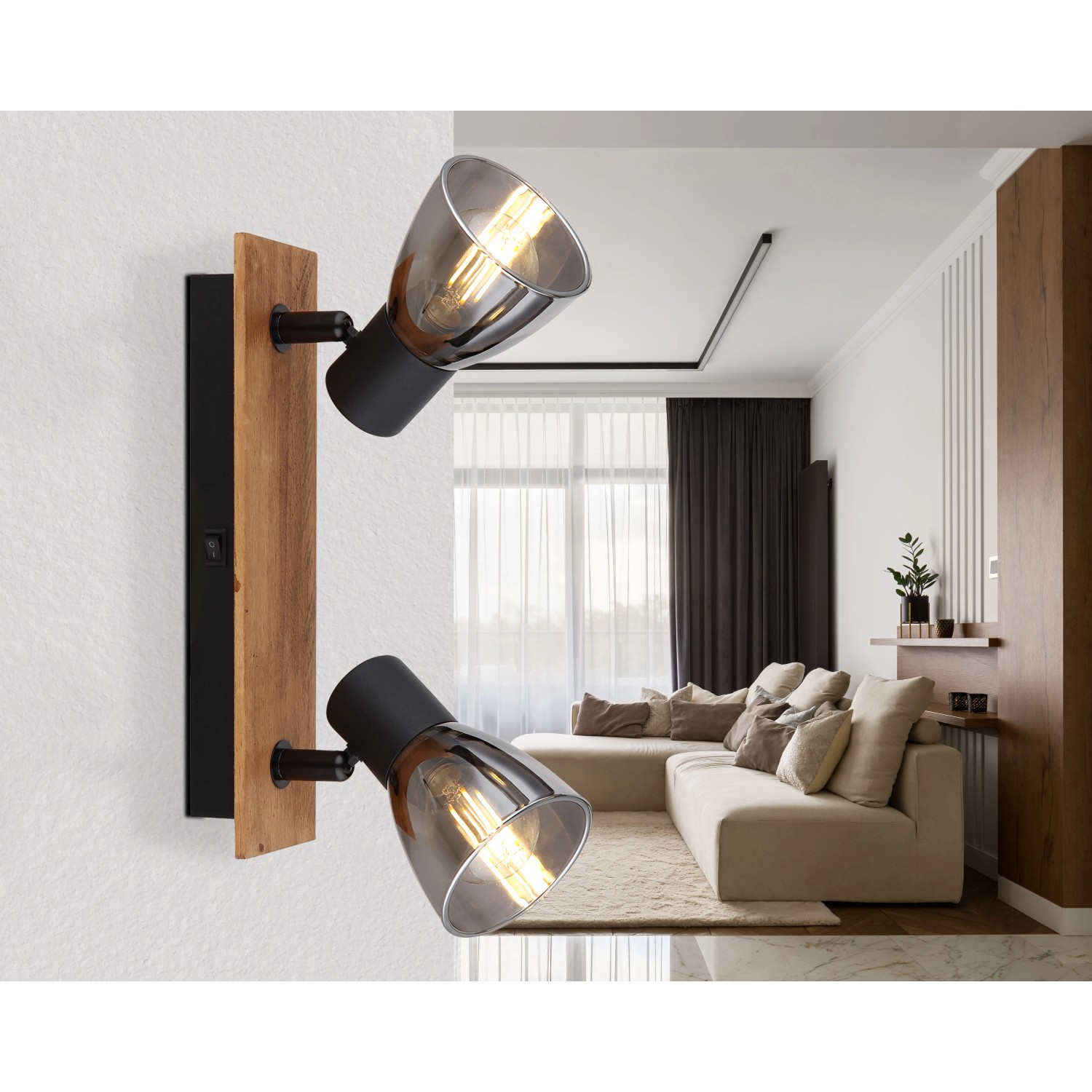 Svítidlo 54307-2W hnědé dřevo  LS2
