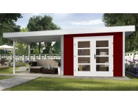 Weka Designový zahradní domek Komfort 126 Plus B vel. 1, šv. červ., 590 x 241 cm