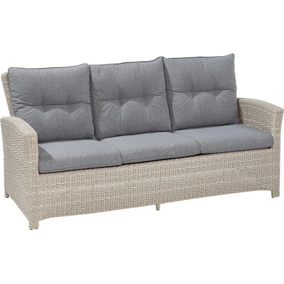 Zahradní pohovka Vermont, 3místná, polyratan, Cloud Fossil, 88 x 75 x 182 cm