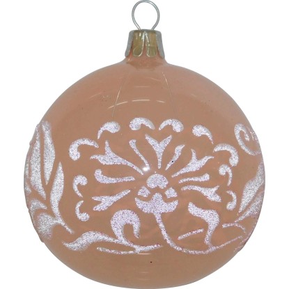 Ornex Vánoční ozdoba skleněná koule se sypanými květy růžová, 7 cm