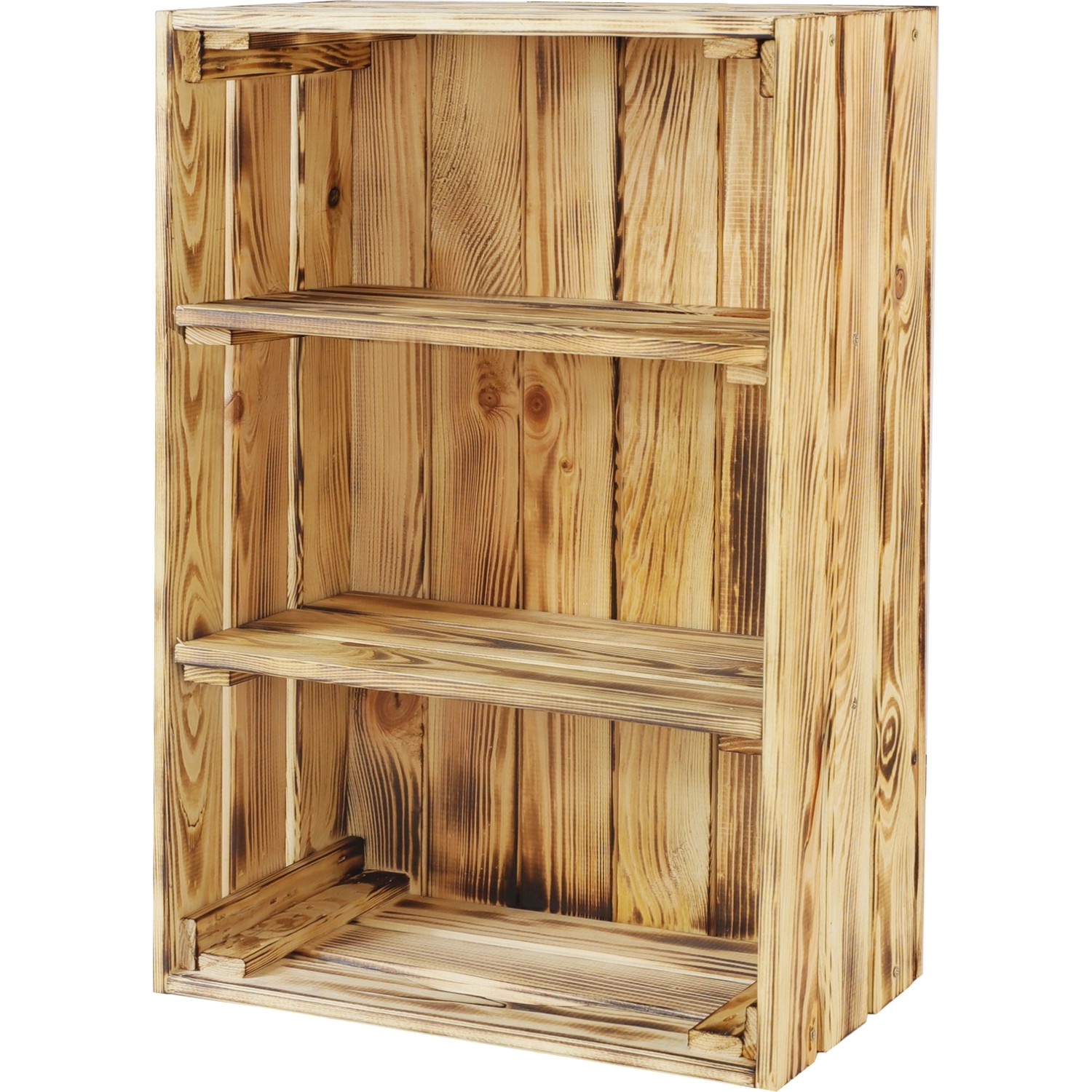 Vkládací police pro dřevěnou bednu, borovice opalovaná, 36,5 x 215 x 24 cm, 2 ks