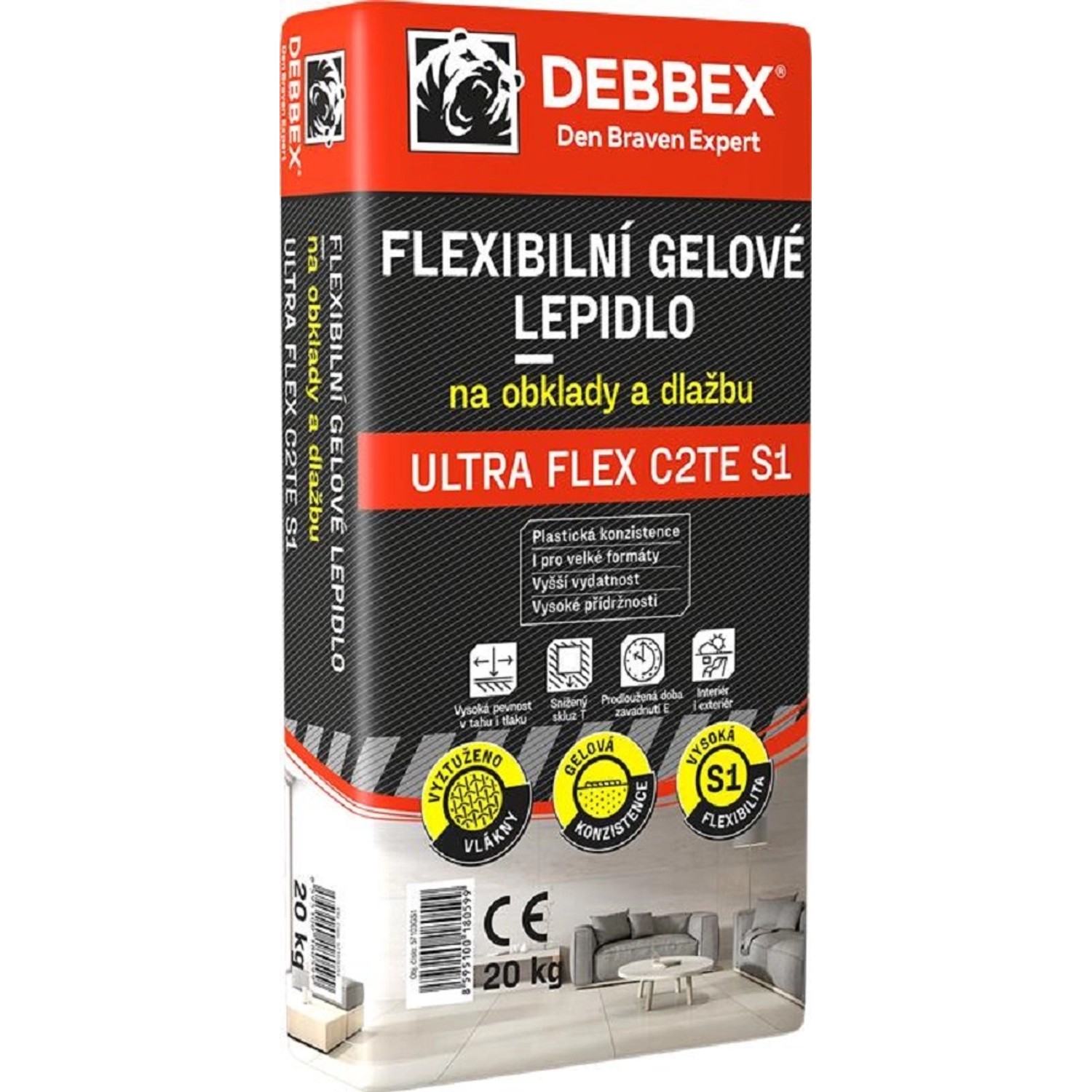 Den Braven Flexibilní gelové lepidlo na obklady a dlažbu ULTRA FLEX C2TE S1 20kg