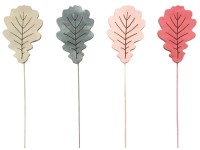 Zápich dubový list dřevěný mix barev 8 cm