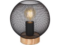GLOBO Stolní lampa PABLO, E27, matně černá/přírodní, pr. 20 x 20 cm