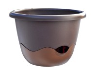 Plastia Květináč samozavlažovací závěsný Mareta čoko + bronz, pr. 25 cm
