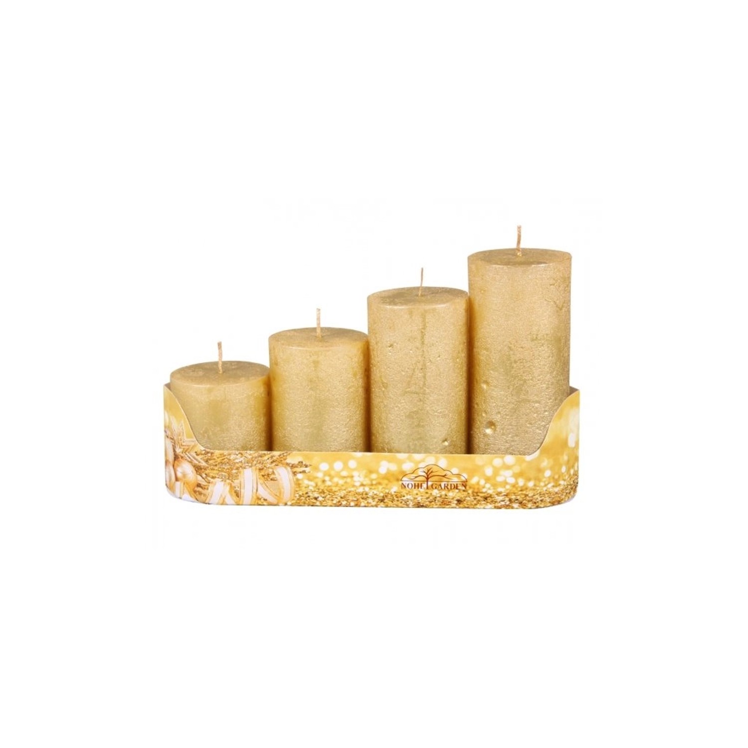 Svíčky adventní STUPŇOVITÉ rustik metal d5x6/8/10/12cm 4ks