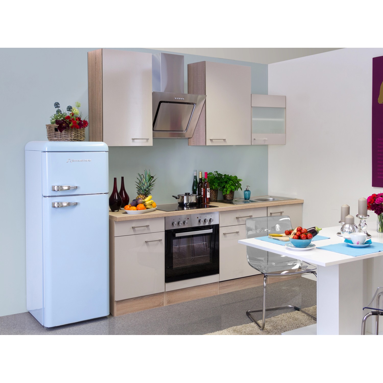 Flex-Well Kuchyně Orlando 220 cm/typ 3 - trouba/varná deska/digestoř