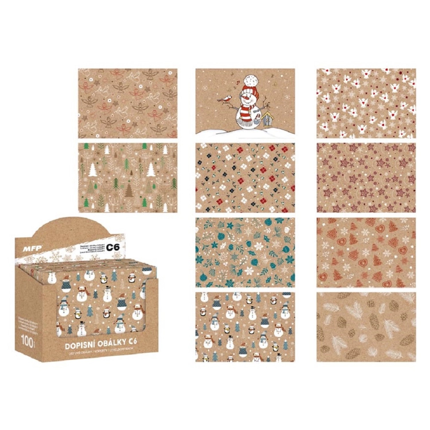 MFP Vánoční dopisní obálka MFP C6 KRAFT, 10 motivů