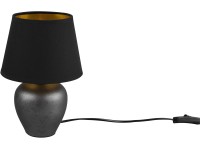 Stolní lampa Abby 1x E14 nikl starožitného vzhledu látkové stínítko černo-zlaté
