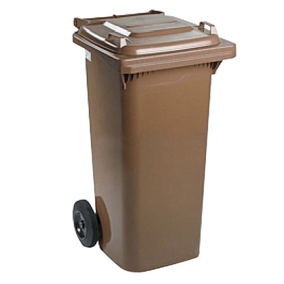 Popelnice plastová 120 l, hnědá